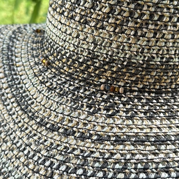 Theodora & Callum Black and White Wide-Brim Straw Hat main image 9